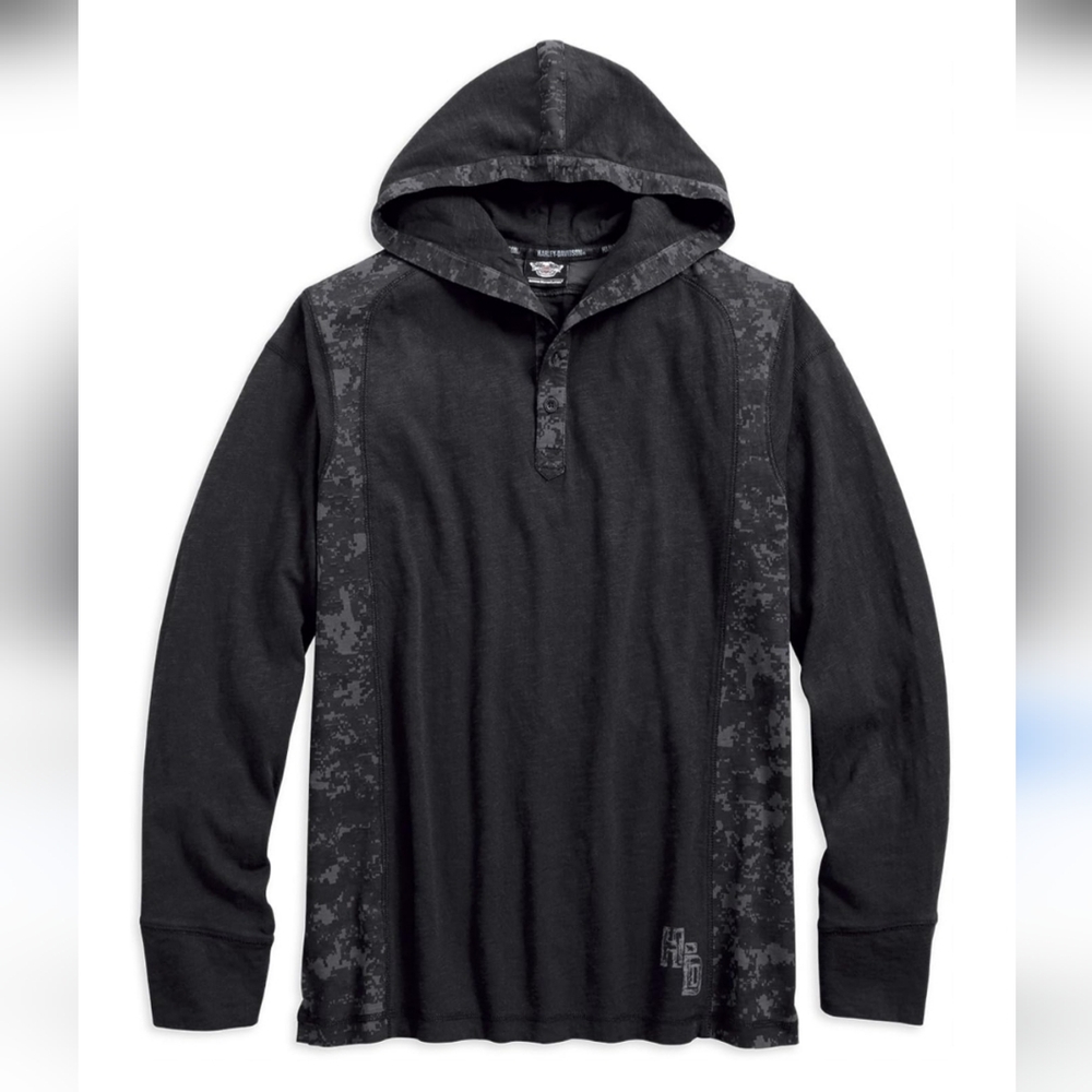 Harley-Davidson Digital Black Camo Print Graphic Long Sleeve Pullover Shirt 2XL